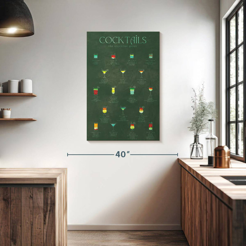 Yarlin Cocktails Chart, 39" H x 26" W