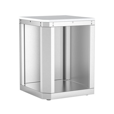 Armoire de coin d'extérieur à 90 degrés pour la cuisine en acier inoxydable 304 avec comptoir en quartz blanc Sera de Sera, connecteur modulaire pour îlots de barbecue en L et en U