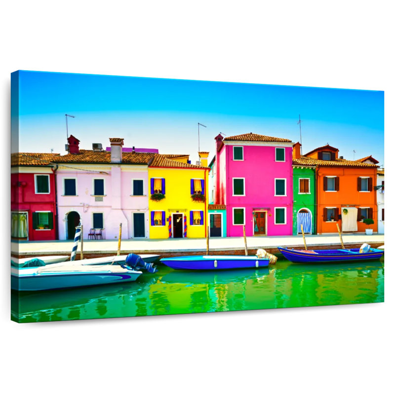 Ravi, maisons colorées de l'île de Burano, H 34 po x l 51 po