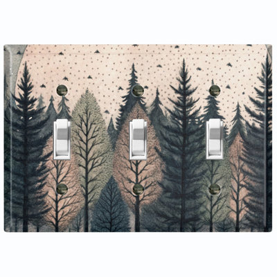 Couvercle de plaque d'interrupteur en métal; Bascule standard US à 3 bandes - Serene Forest