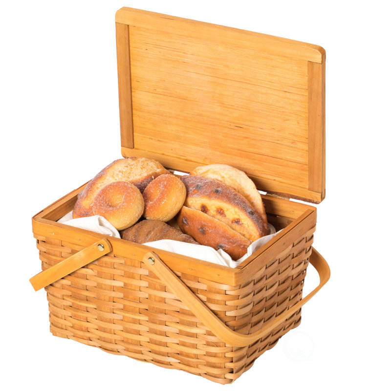 Panier de rangement pour pique-nique Woodchip avec couvercle et poignées mobiles, grand, H 19,5 po x l 31 po x P 22,5 po