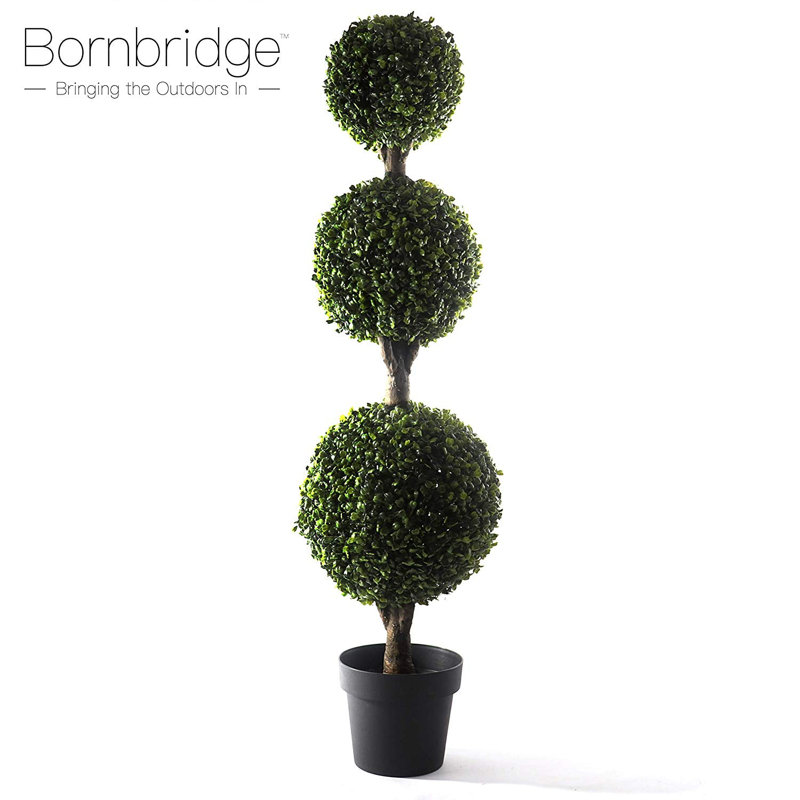 Eco-Friendly Lifelike Boxwood Topiary Twin Pack, UV Resistant