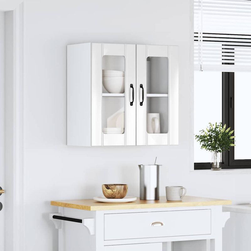 Kitchen Wall Cabinet With Glass Door Lucca Engineered Wood, High Gloss White, 60cm H x 60cm W x 31cm D