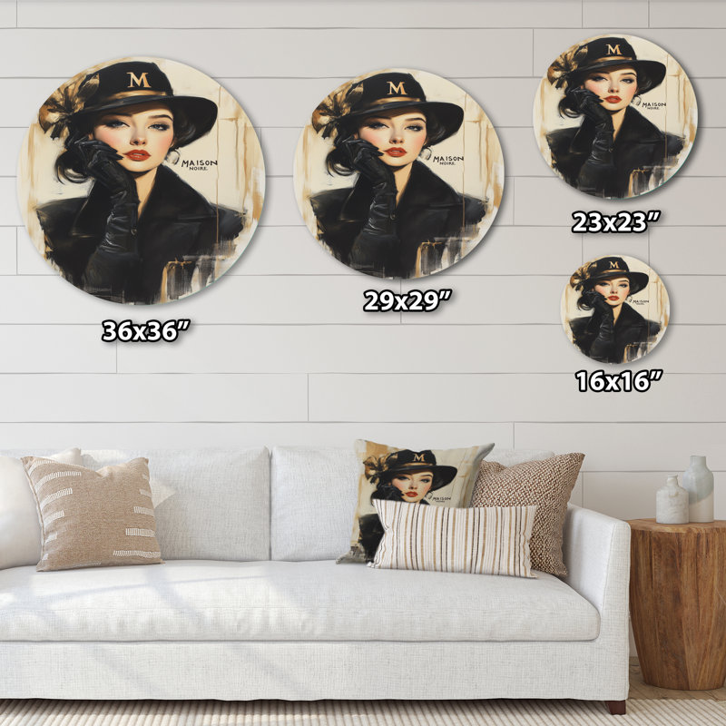 Maison Noire Muse - Décoration murale ronde tendance, imprimée sur métal, H 29 po x l 29 po
