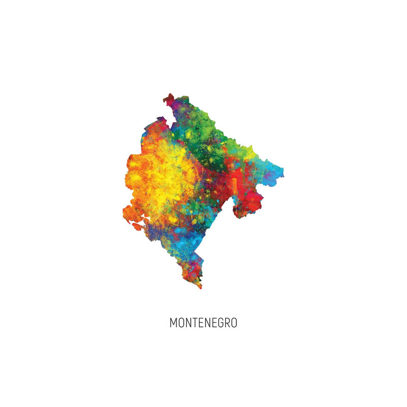 MTO3054-Carte du Monténégro, H 12 po x l 8 po x P 0,75 po