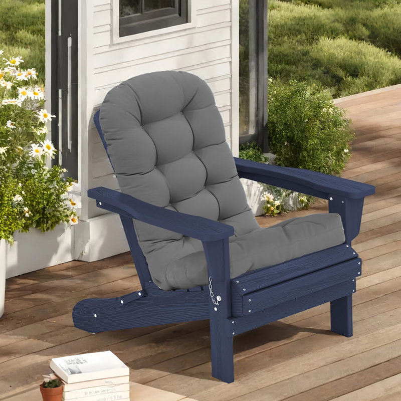 Outdoor Replacement Cushion Set  4.7" Thick High Back Seat / Back Cushions with Ties, Buckle (Set of 2), Gray