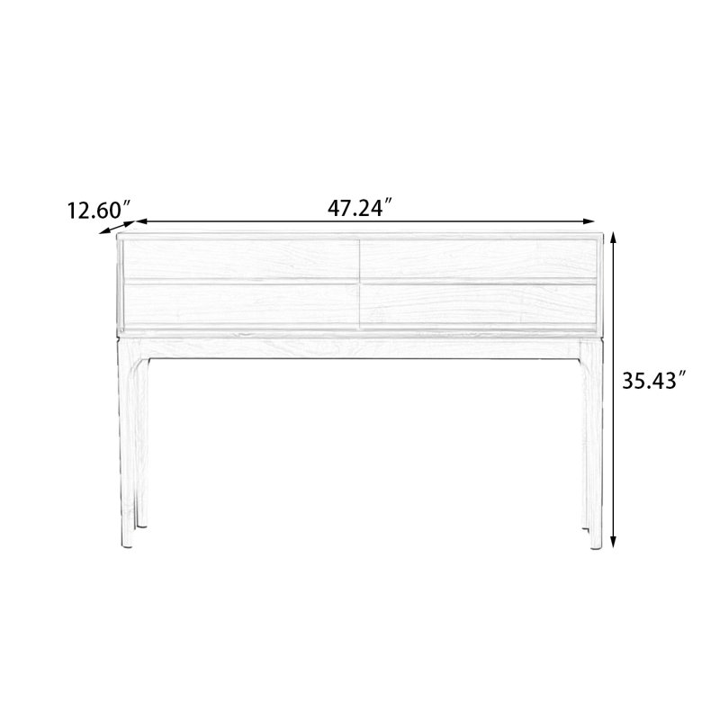 33.46" Walnut colour Rectangular Solid Wood Console Table, 35.43" H x 47.24" W x 12.6" D