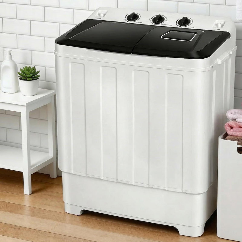 30 LBS Twin Tub Portable Washing Machine - Dual Wash & Spin Capacity With Built-In Drain Pump & Energy-Efficient Motor For Large Families