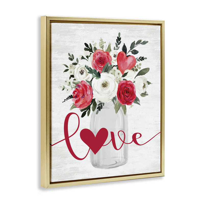 Cadre flottant Love & Hearts, H 31 po x l 25 po, Cadre flottant métallique doré