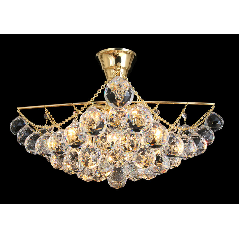 Crystal Semi Flush Mount, Brass