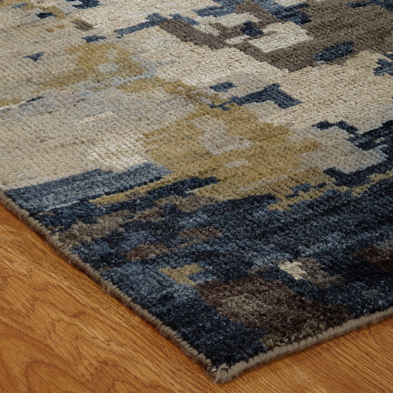 Tapis bronze noué à la main Jaiden Midnight, Rectangle 6 pi x 9 pi