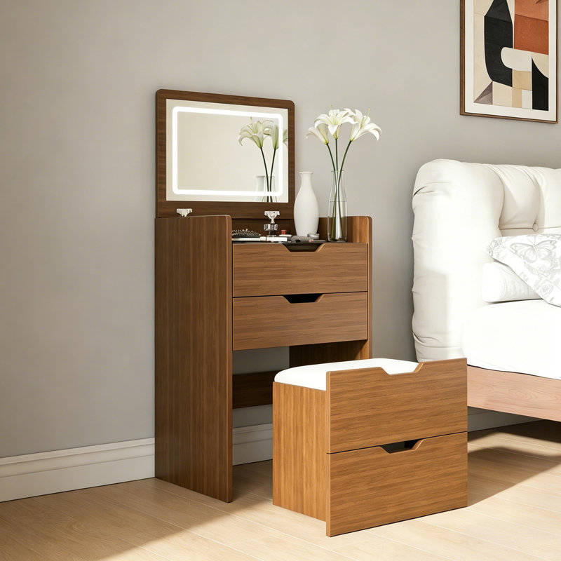 Vanity with Mirror and Seat, 18"