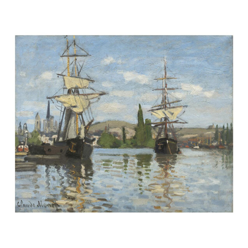Navires à cheval sur la seine à Rouen par Claude Monet - Estampe numérique, H 22 po x l 28 po