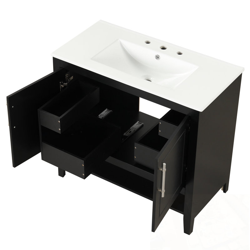 Meuble-lavabo avec lavabo, 2 portes et tablette ouverte