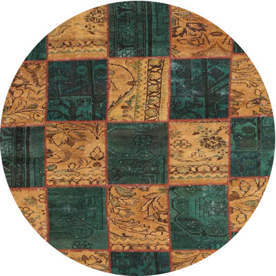 Tapis turquoise / brun clair Patchwork