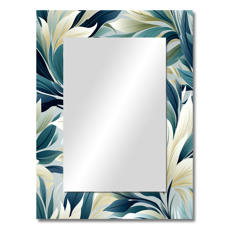 Amyriah Coastal Symphony Tropical Pattern - tropical  Decorative Wall Mirror, Tropical Mirror, Printed Metal Art, 32" x 24"