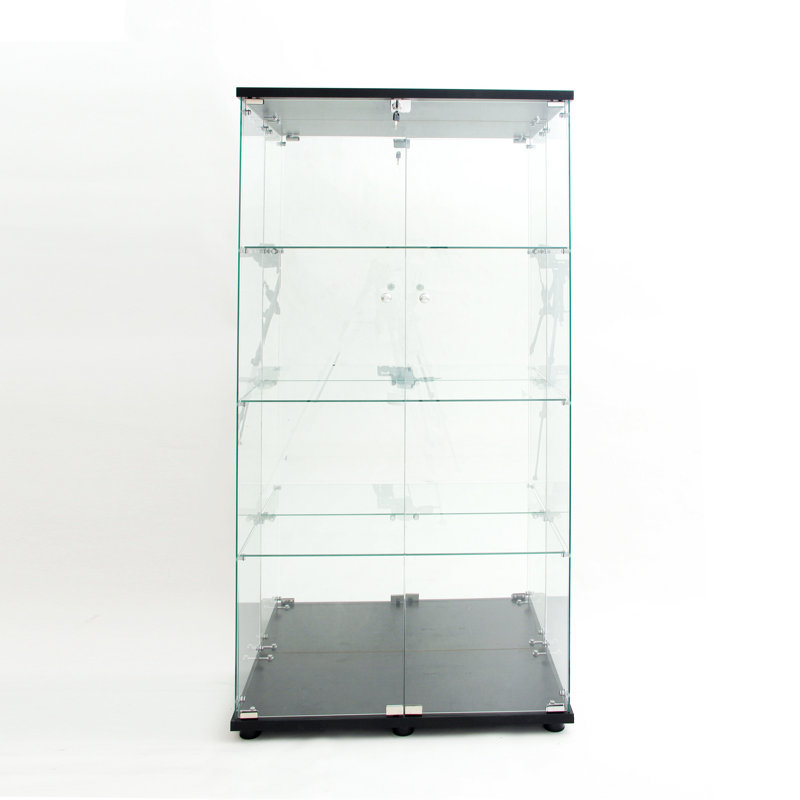 Tempered Glass Display Cabinet, Storage Cabinet With Bluetooth LED Strip Light