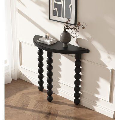 31.50" Black Half Moon Solid Wood Console Table