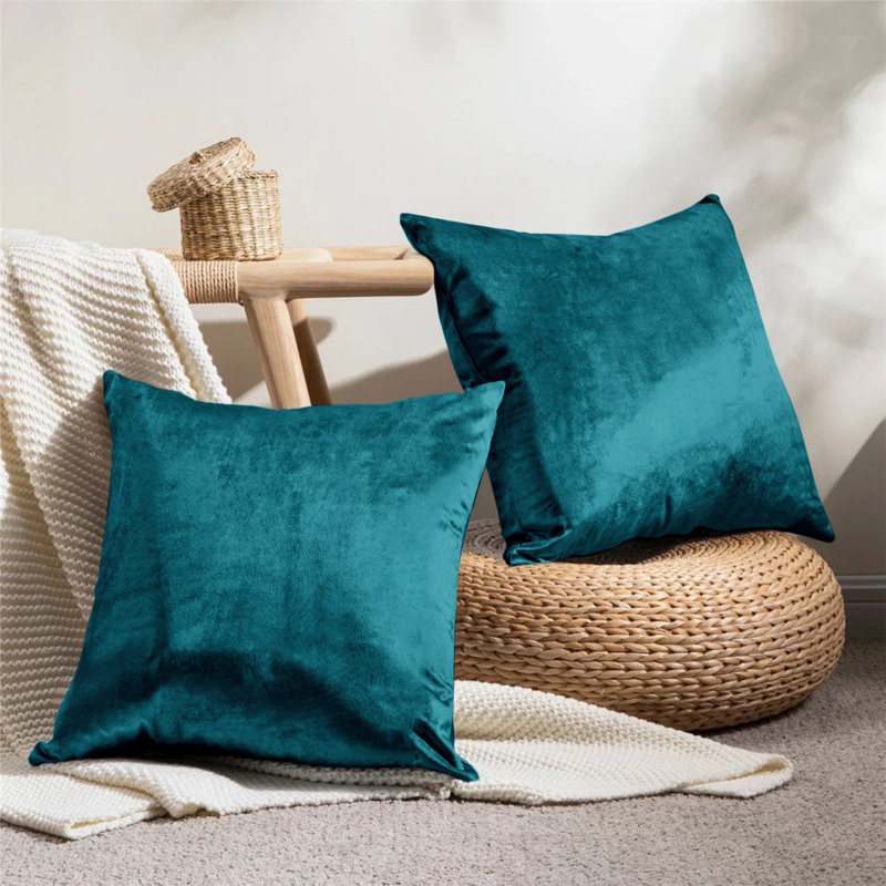 Rizokarpaso Luxury Square Scatter Crushed Velvet Cushion Cover, Teal