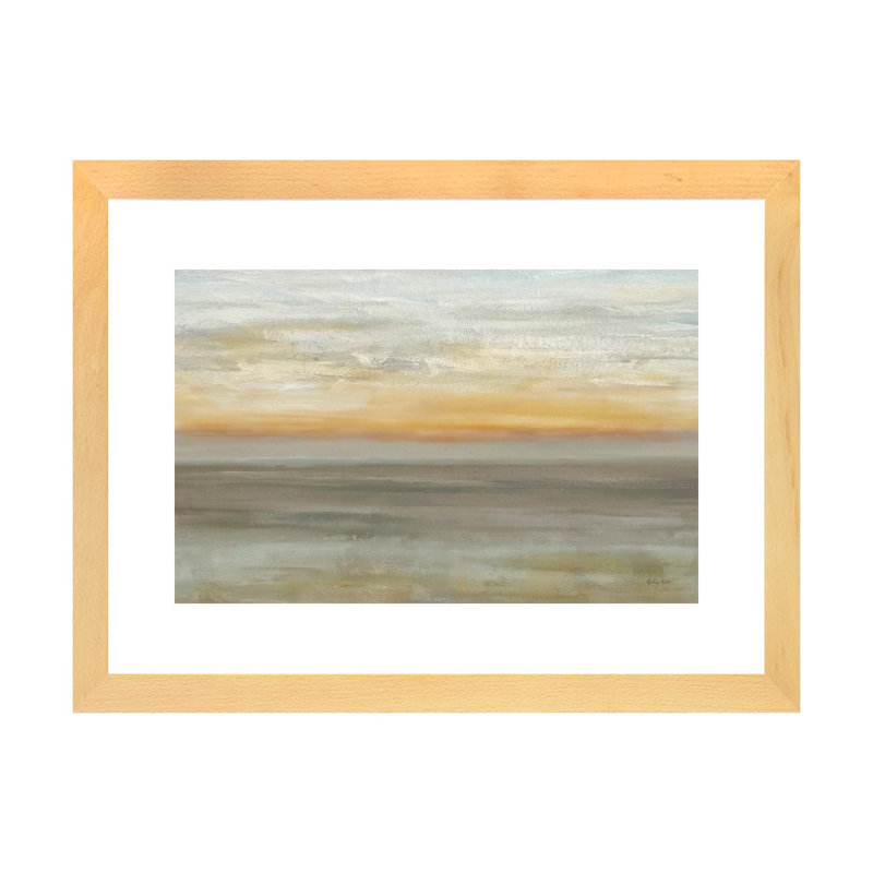 «Gray Horizon» par Cynthia Coulter - reproduction d'art, H 24 po x l 32 po x P 1 po, Toile avec cadre en bois beige, Blanc