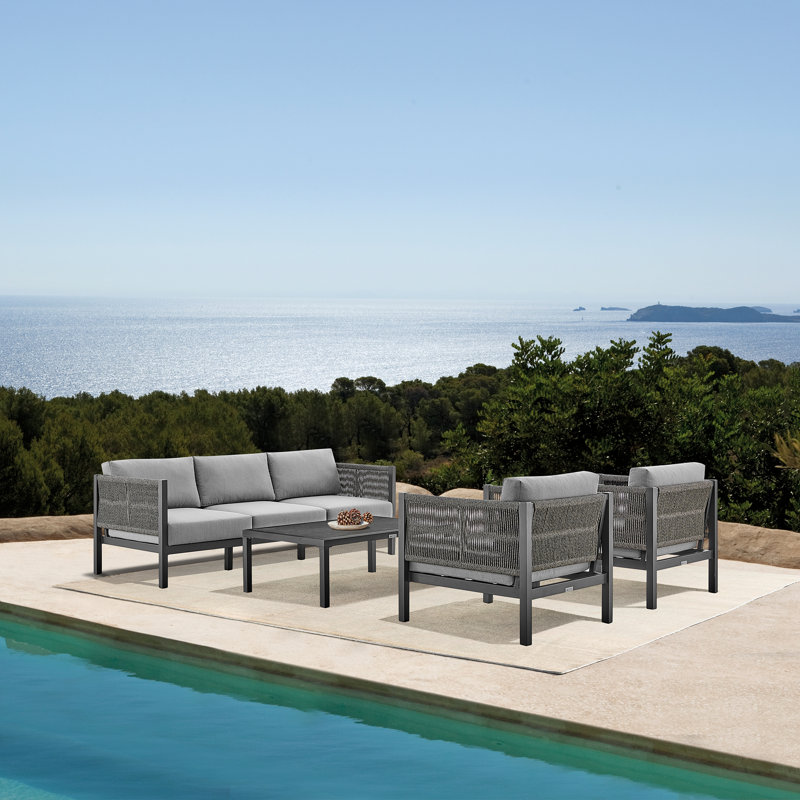 Mareike Black Aluminum and Ceramic Outdoor Coffee Table