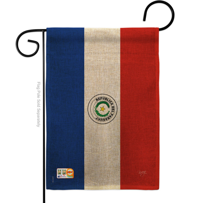 En toile jute 2 côtés 2 faces paraguay 18,5 x 13 po drapeau de jardin