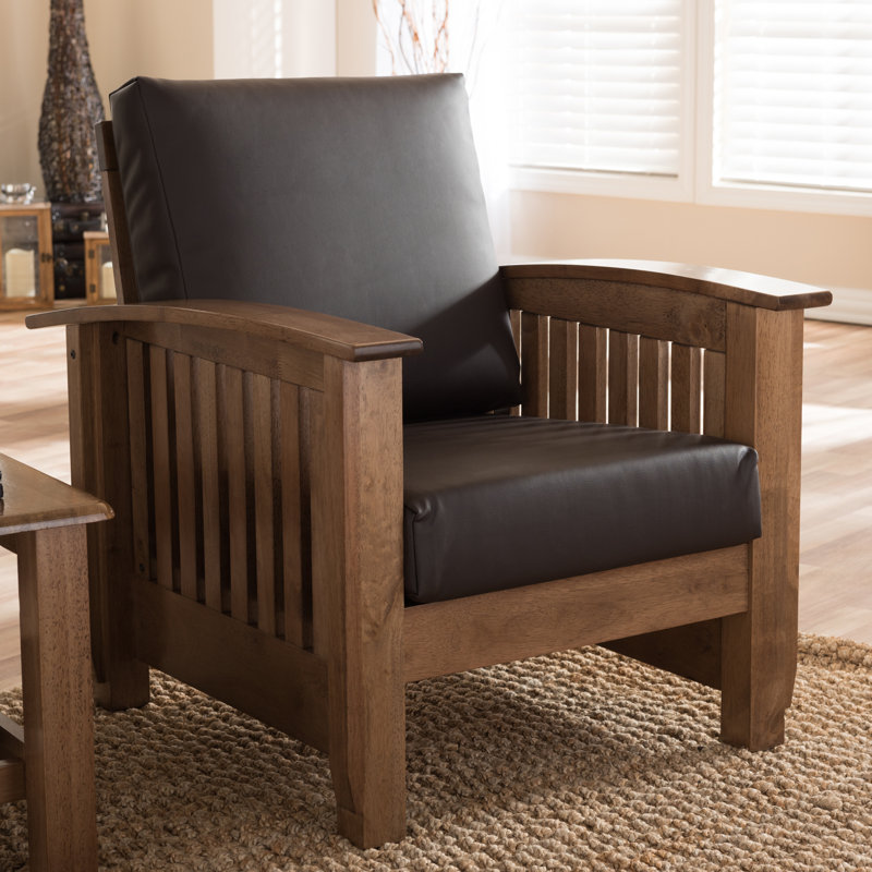 Fauteuil en similicuir Posen au fini brun foncé, H 35,1 po x l 28,04 po x P 32,76 po Posen