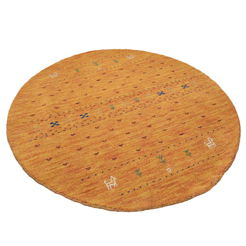 Hand-Knotted Round Orange Wool Area Rug 10'x10'