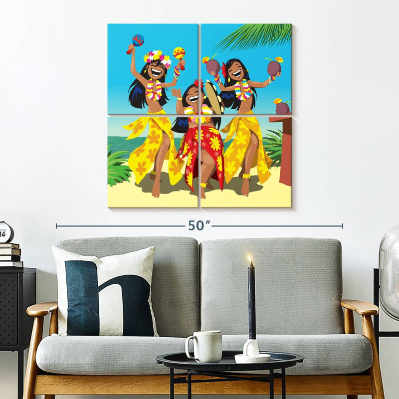 Enn Hawaiian Hula Dancers, H 32 po x l 32 po