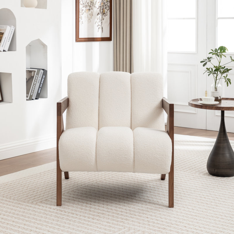 Bula Solid Wood Upholstered Armchair, White