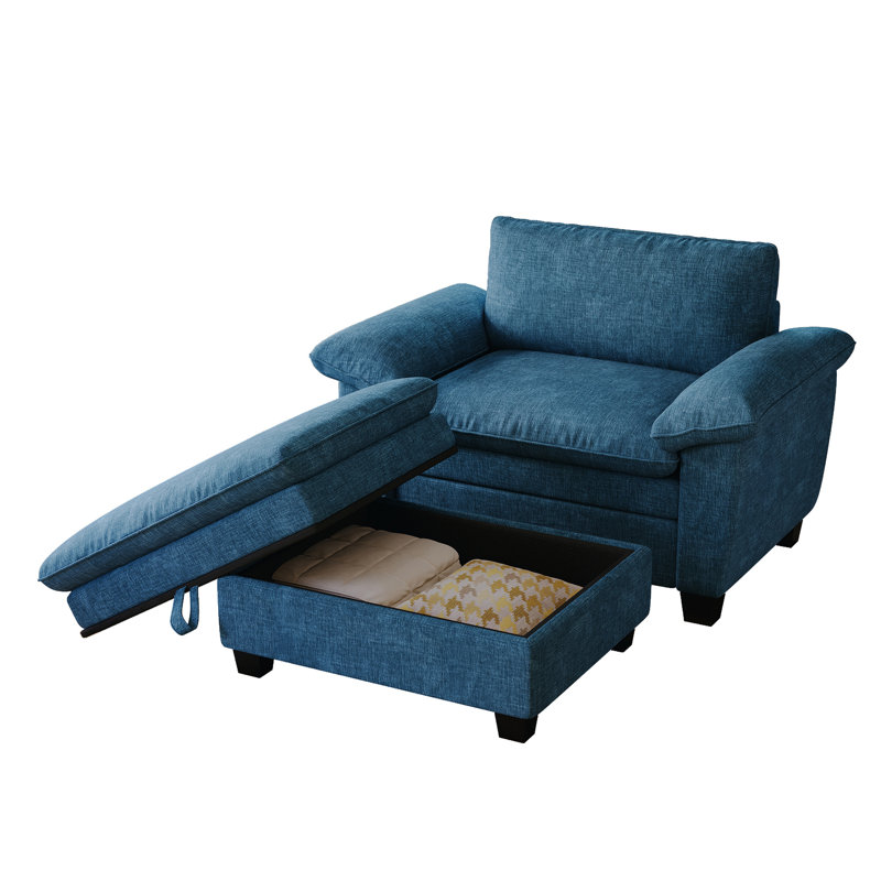 Canapé rembourré de 51 po de largeur, Chenille bleu