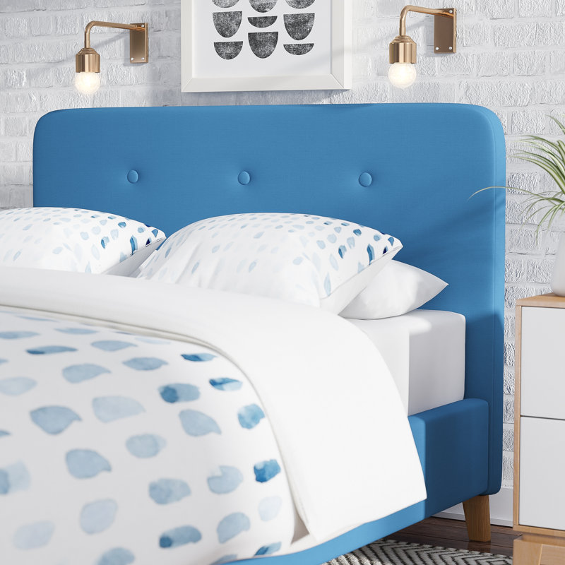 Staton Upholstered Headboard, Blue, Queen