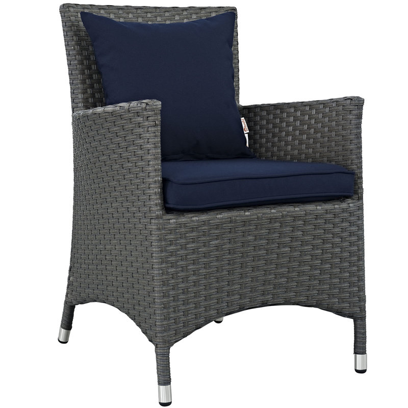 Chaise de patio avec coussin Modway, Toile bleu marine Sunbrella®