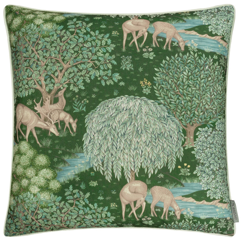 The Brook Indoor / Outdoor Floral Square Throw Cushion, Green
