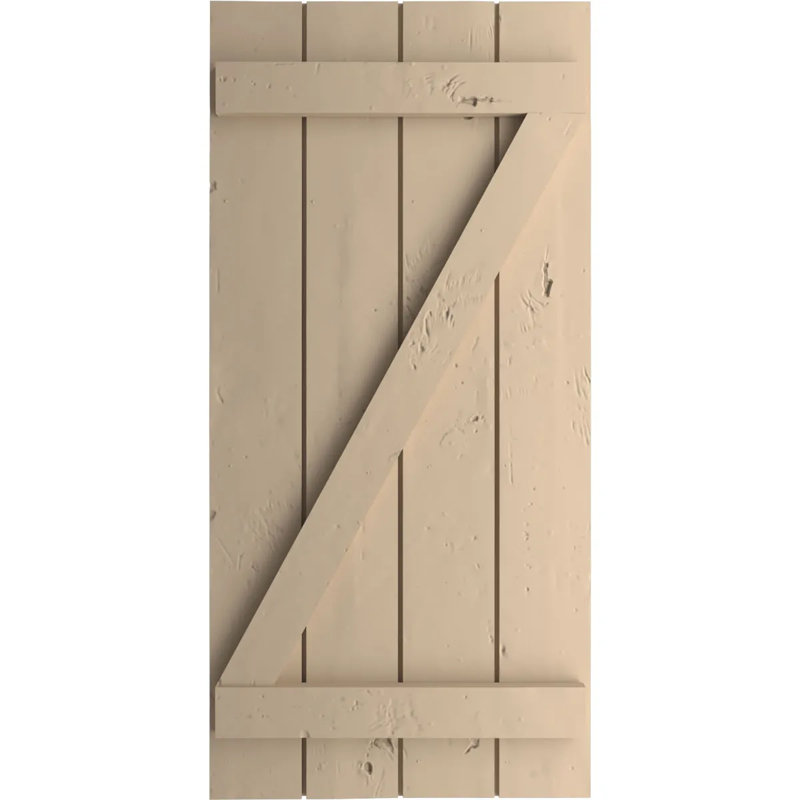 Volets rustiques en bois à quatre planches, H 24 po x l 22 po x P 1 po, Texture de pin noueux / brun clair apprêté, 22"