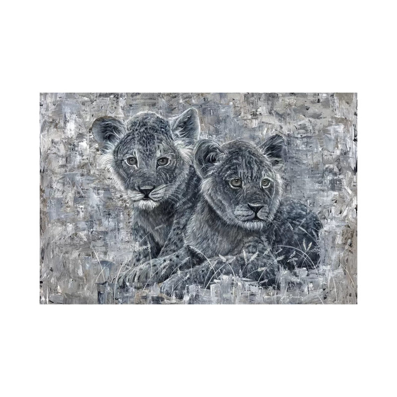Power Of The Pride Lion Cubs by Angela Bawden - Wrapped Canvas Gallery-Wrapped Canvas Giclée, 20.32 cm H x 30.48 cm W