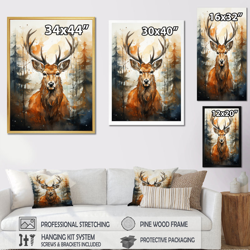 Deer Wonderers V sur toile, Cadre doré à une seule photo, H 32 po x l 24 po x P 1 po