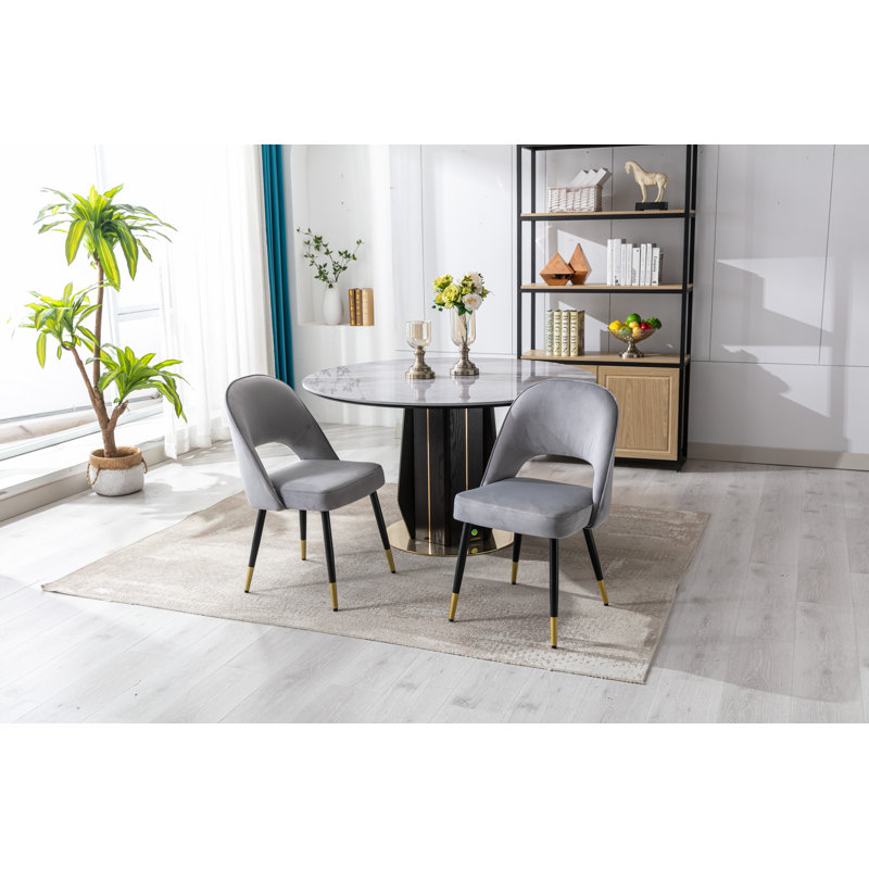 Adolina 48.5cm H Velvet Upholstered Metal Parsons Chair, in Grey