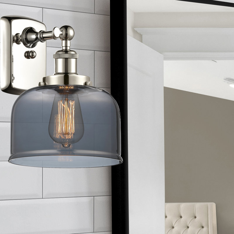 Applique murale 1 lumière 8 po Ballston Urban Bell, Nickel poli, Ampoule non incluse, Plaqué couleur fumée