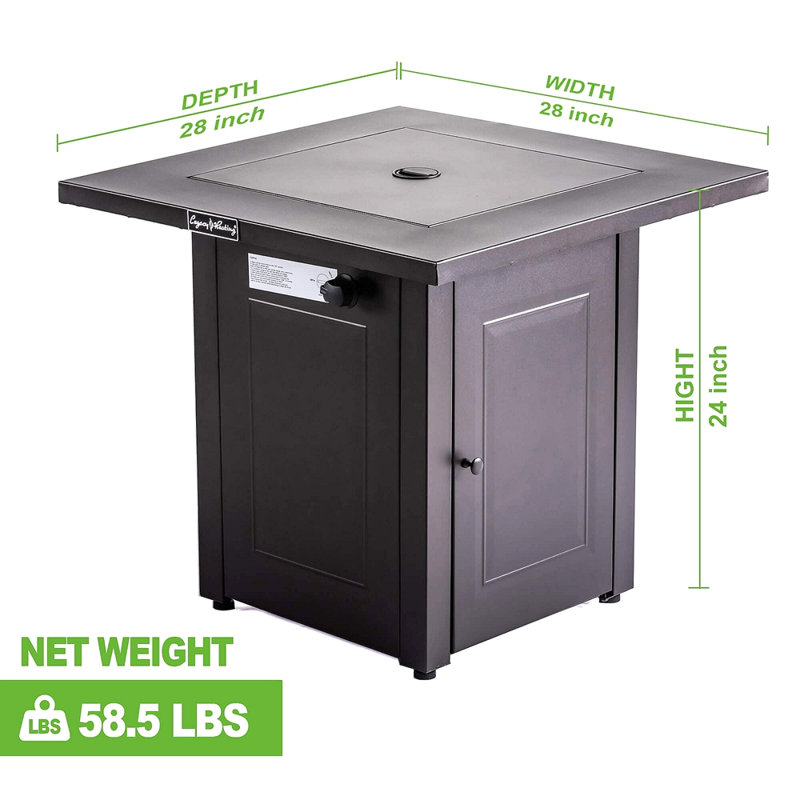 28In Propane Fire Pits Table, 50000 BTU Gas Square Outdoor Dinning Firepit Fireplace Dinning Tables With Lid, Lava Stone, ETL Certification, For Outside Garden Backyard Deck Patio