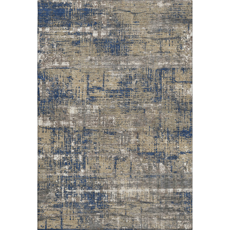 Tapis géométrique de qualité supérieure lavable à la machine Mouton, Rectangulaire 8 pi x 10 pi