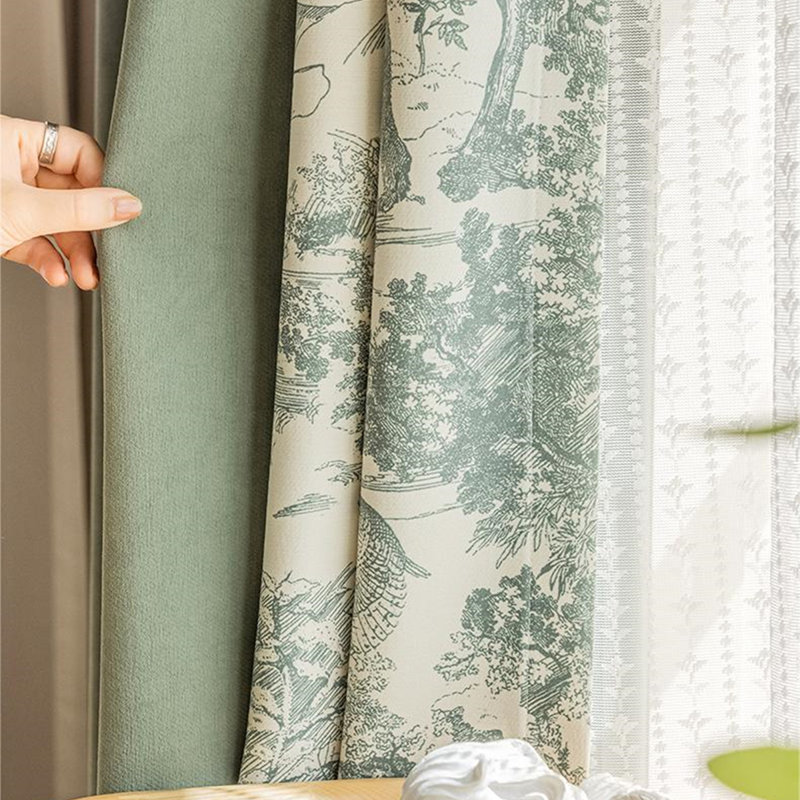 Velvet Room Darkening Curtain Pair, Green, 50" W x 108" L