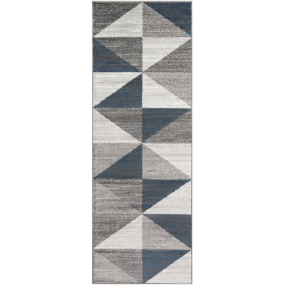 Tapis bleu ciel / bleu marine à motif géométrique Lambdin