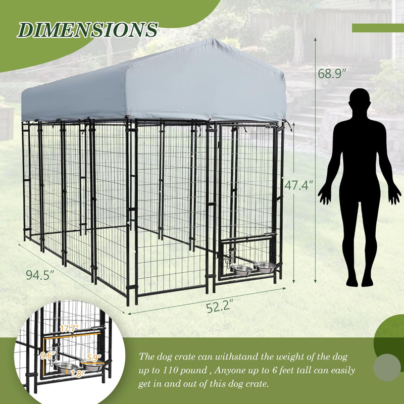 68'' H 12 Panel Iron Yard Kennel