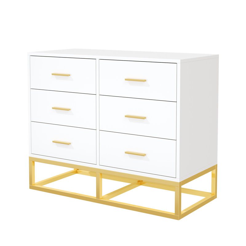 Commode double à 6 tiroirs, Blanc