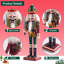 Figurines de Noël casse-noisette de Noël, ensemble de 2 très grand roi et soldat traditionnel en bois avec épée et lance, décorations de fêtes debout fabriquées à la main