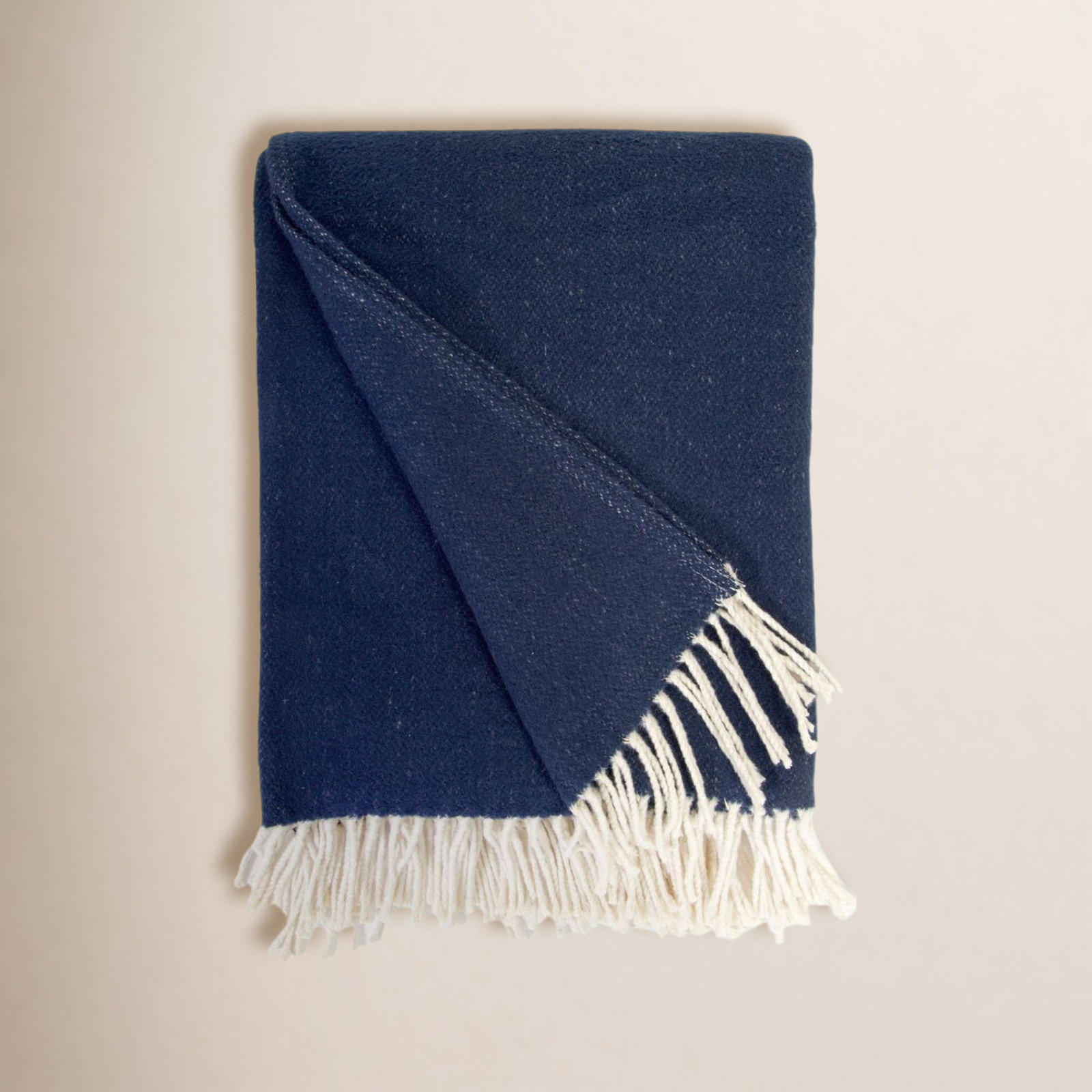 Mandy Handwoven Cotton Throw Blanket, Navy Blue