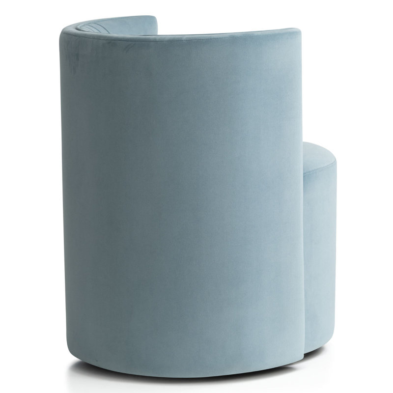 Fauteuil d'appoint demi-tonneau en velours avec roulettes, Bleu pâle