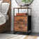 18" wide Industrial Wooden Nightstand with Iron Frame and 2 Drawers