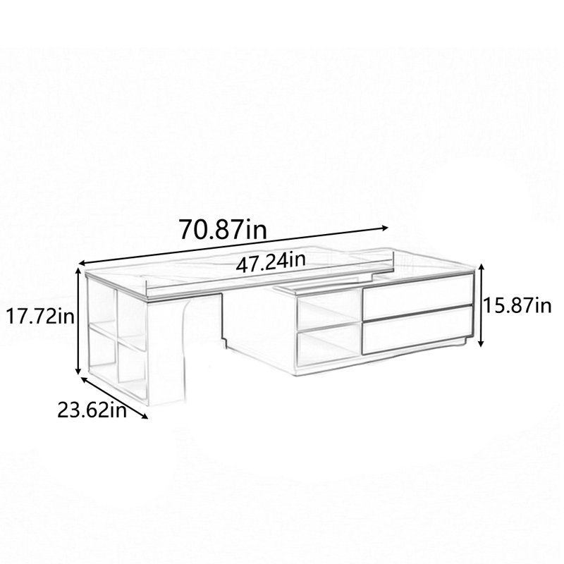 New retractable simple rock plate tea table, Gray/Black